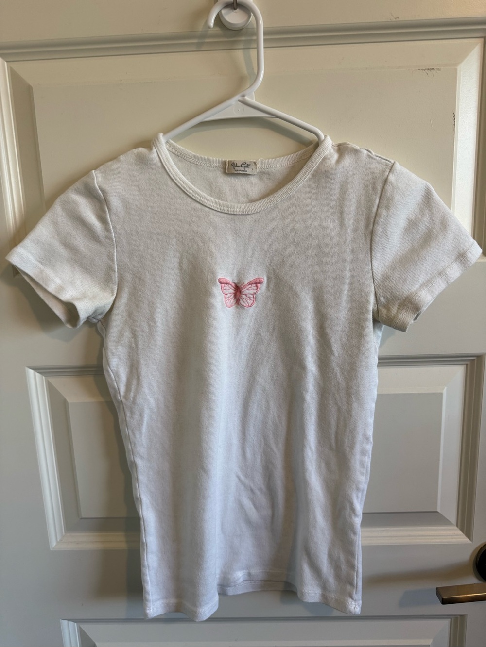 John Galt Brandy Melville White Baby Tee Top - Picture 4 of 8